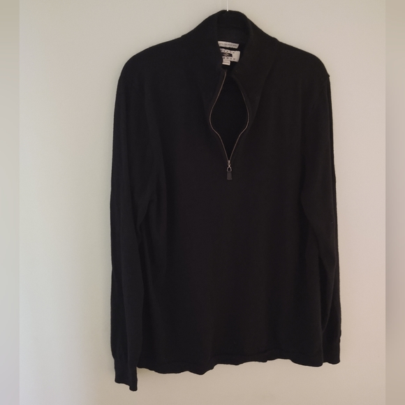 Joseph Abboud black wool 1/4 zip sweater size men's XL - Picture 2 of 7